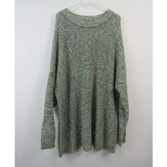 Ava & Viv 4X Women’s Heather Green Blue Knit Sweater Plus Size Pullover Casual - Picture 1 of 5